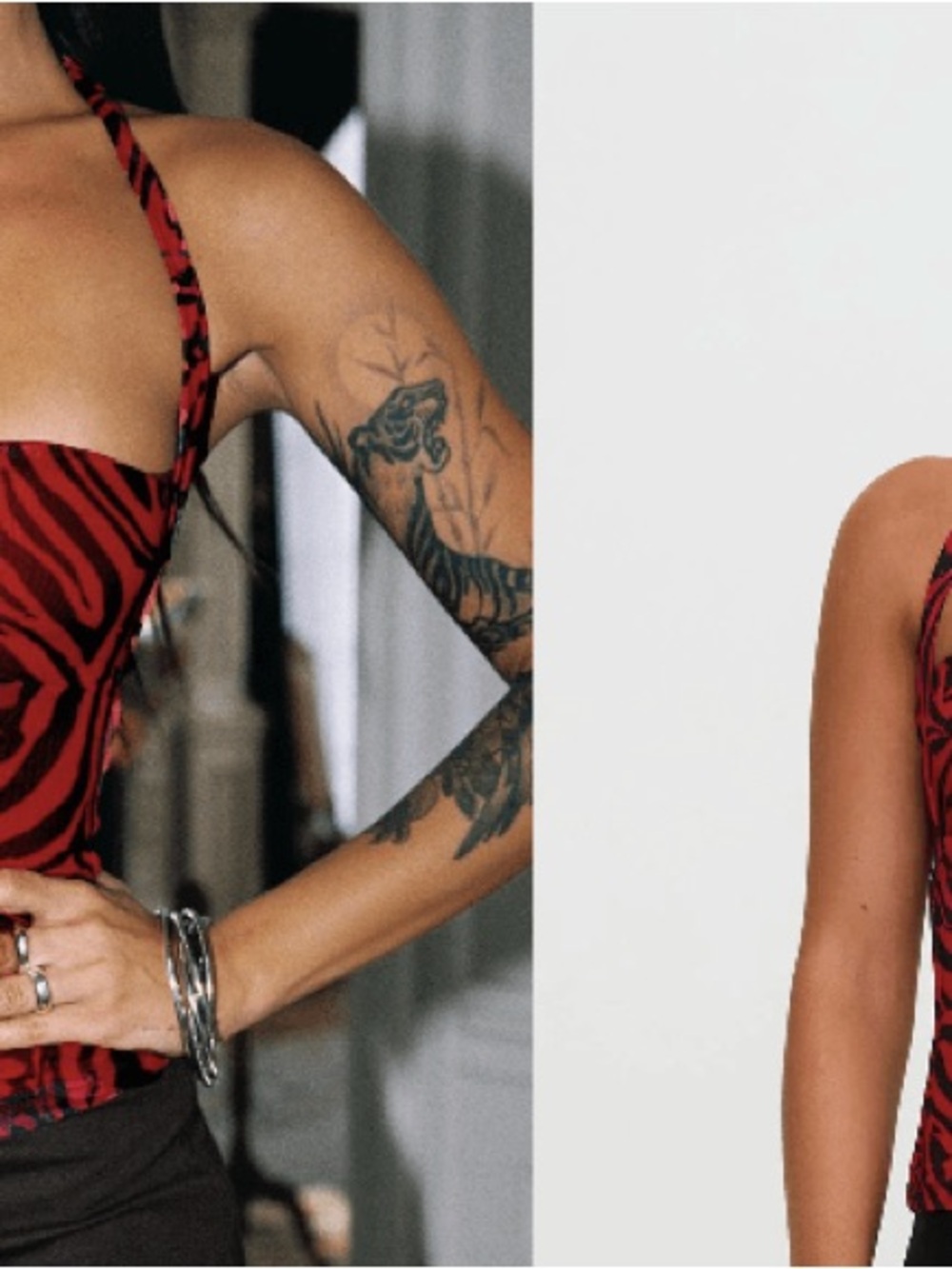 Oh Polly Red Zebra Halter Bustier Top - Picture 2 of 7